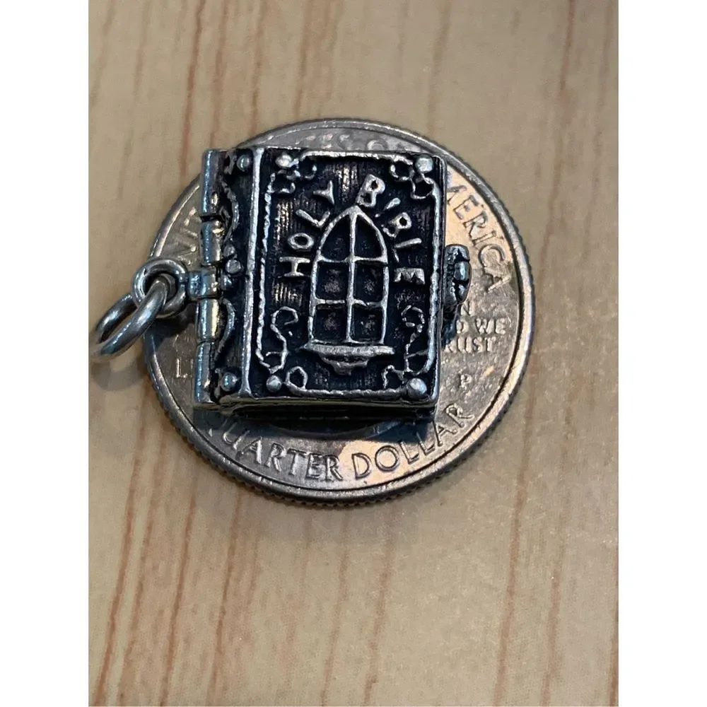 Holy Bible Sterling Silver Jewelry Charm